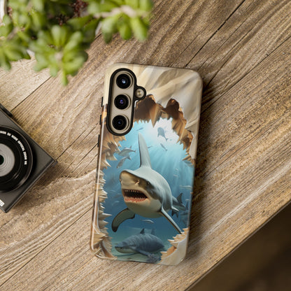 Shark Apple Tough Phone Cases for iPhone-Samsung-Google Pixel Cover