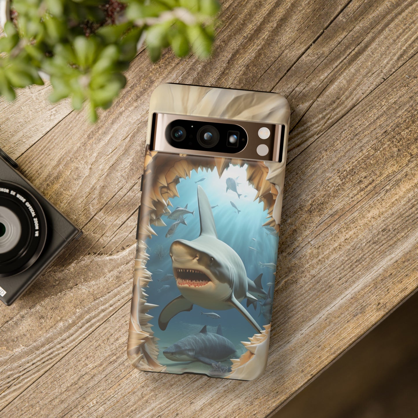 Shark Apple Tough Phone Cases for iPhone-Samsung-Google Pixel Cover