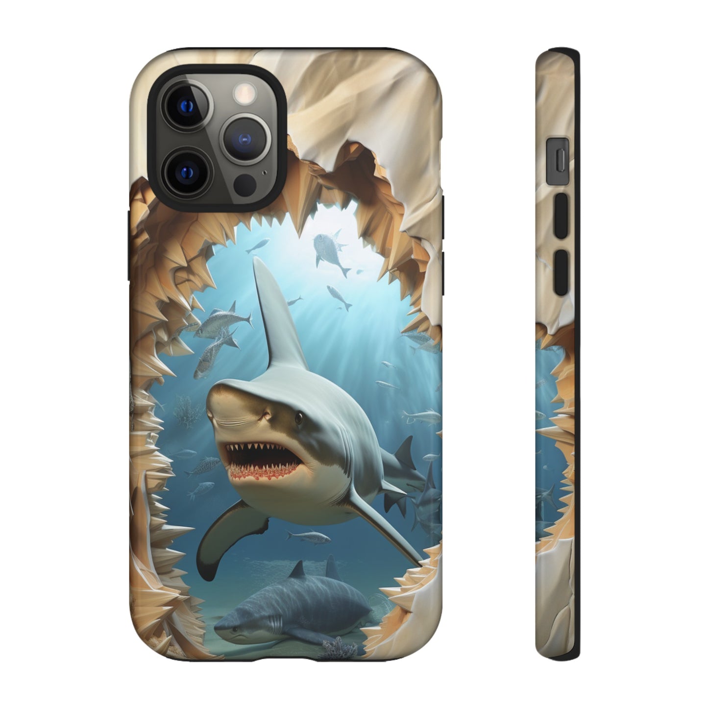 Shark Apple Tough Phone Cases for iPhone-Samsung-Google Pixel Cover