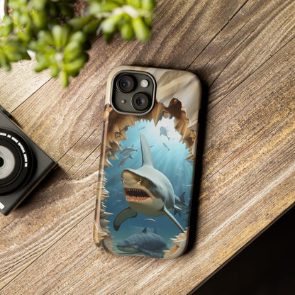 Shark Apple Tough Phone Cases for iPhone-Samsung-Google Pixel Cover