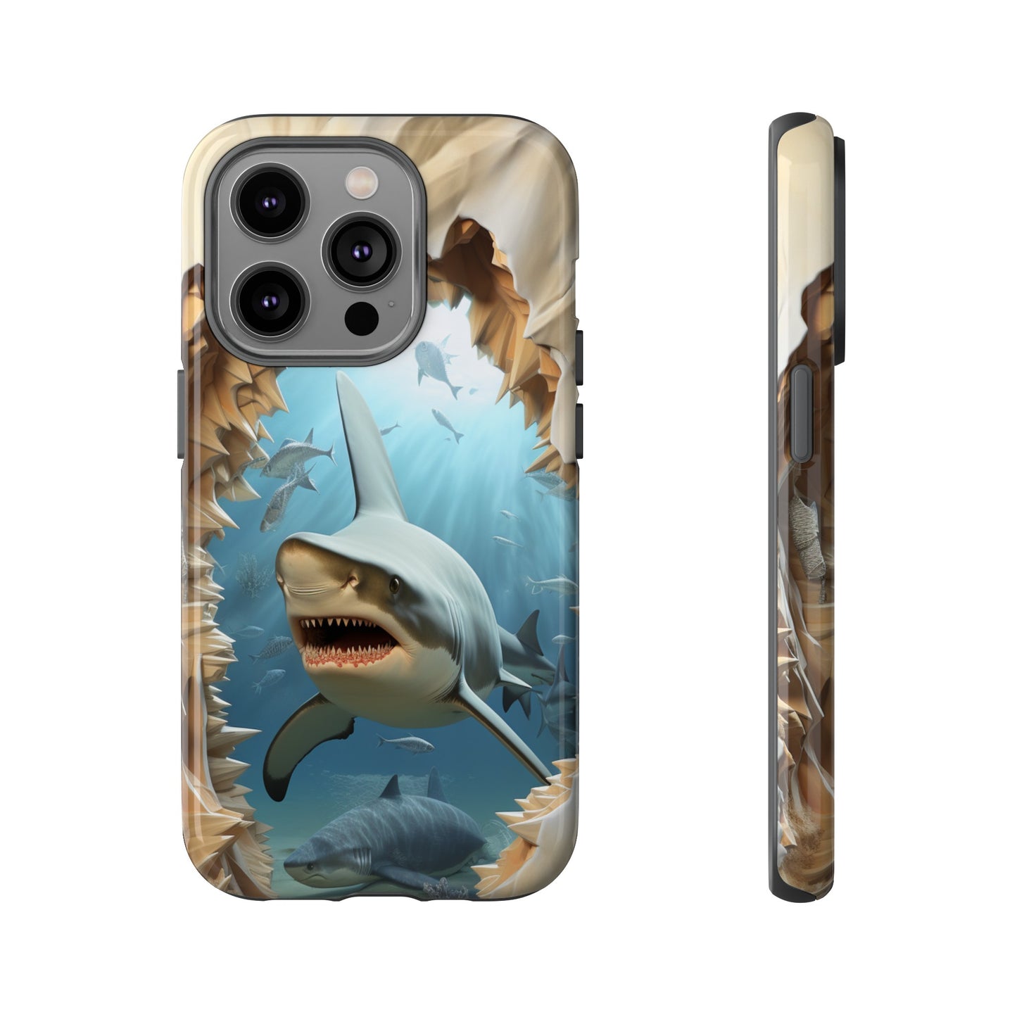 Shark Apple Tough Phone Cases for iPhone-Samsung-Google Pixel Cover