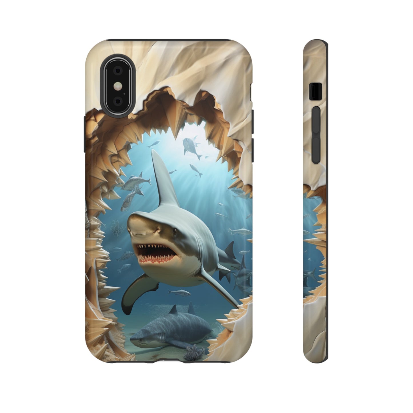 Shark Apple Tough Phone Cases for iPhone-Samsung-Google Pixel Cover