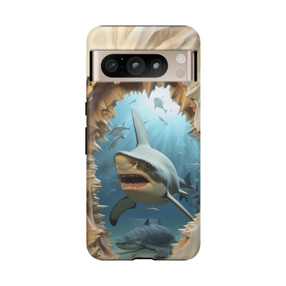 Shark Apple Tough Phone Cases for iPhone-Samsung-Google Pixel Cover