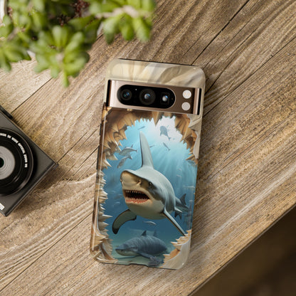 Shark Apple Tough Phone Cases for iPhone-Samsung-Google Pixel Cover