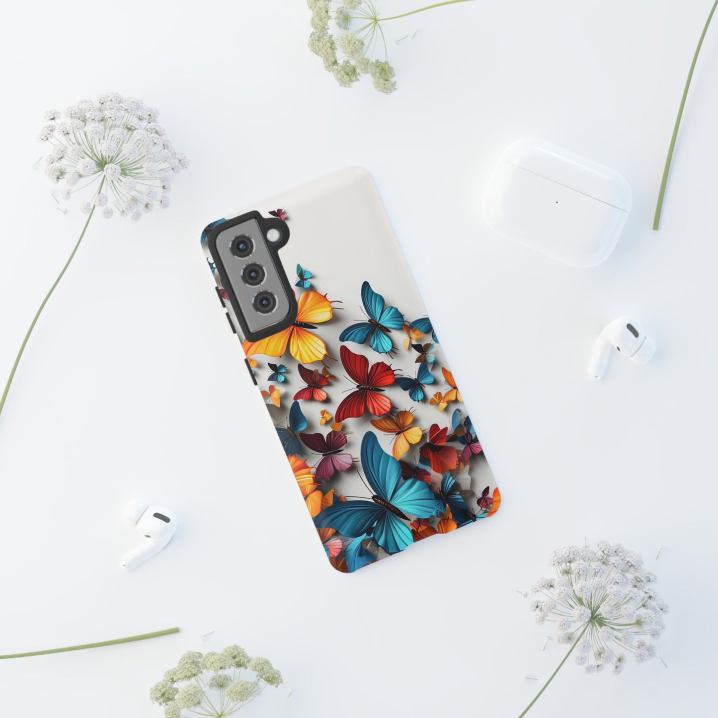 Butterfly Apple Tough Phone Cases for iPhone-Samsung-Google Pixel Phone Cover