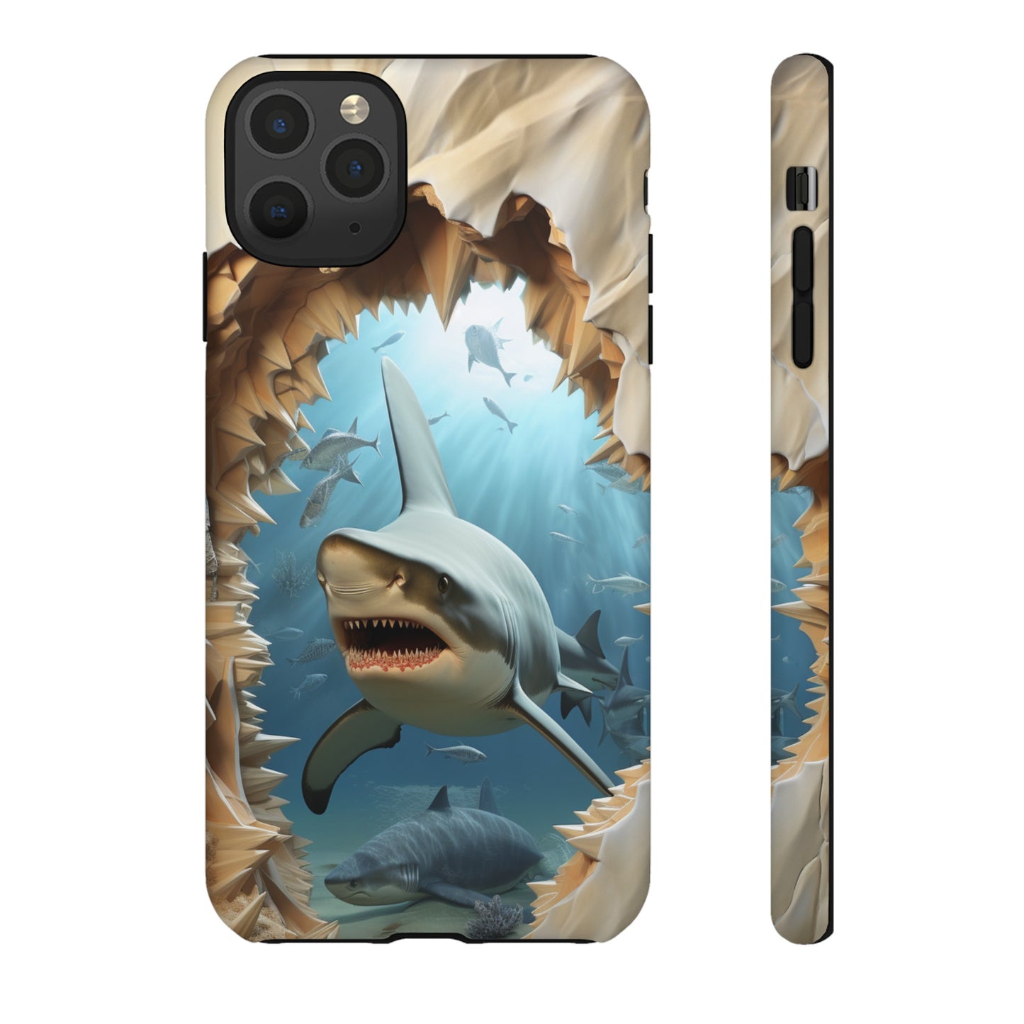 Shark Apple Tough Phone Cases for iPhone-Samsung-Google Pixel Cover