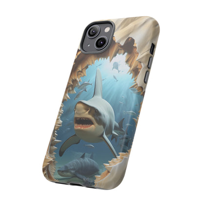 Shark Apple Tough Phone Cases for iPhone-Samsung-Google Pixel Cover