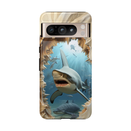 Shark Apple Tough Phone Cases for iPhone-Samsung-Google Pixel Cover