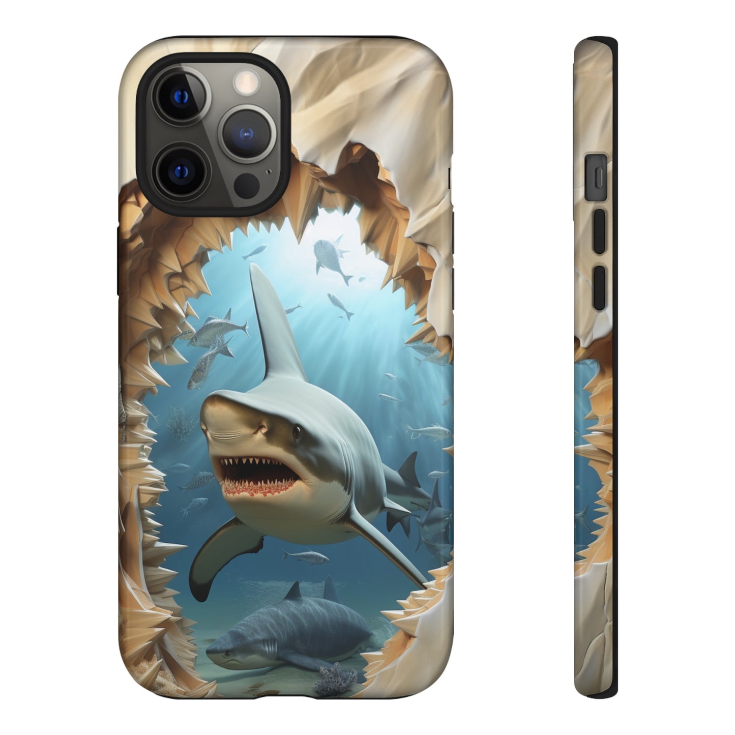 Shark Apple Tough Phone Cases for iPhone-Samsung-Google Pixel Cover