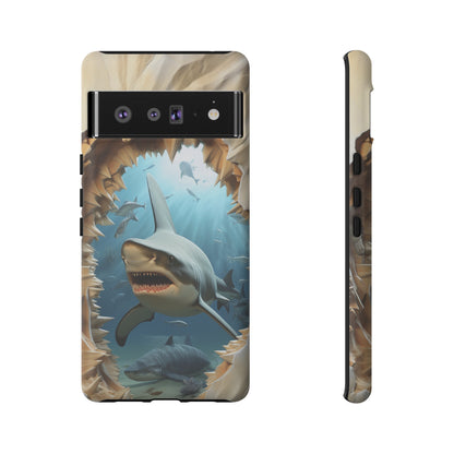 Shark Apple Tough Phone Cases for iPhone-Samsung-Google Pixel Cover