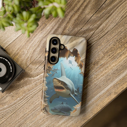 Shark Apple Tough Phone Cases for iPhone-Samsung-Google Pixel Cover