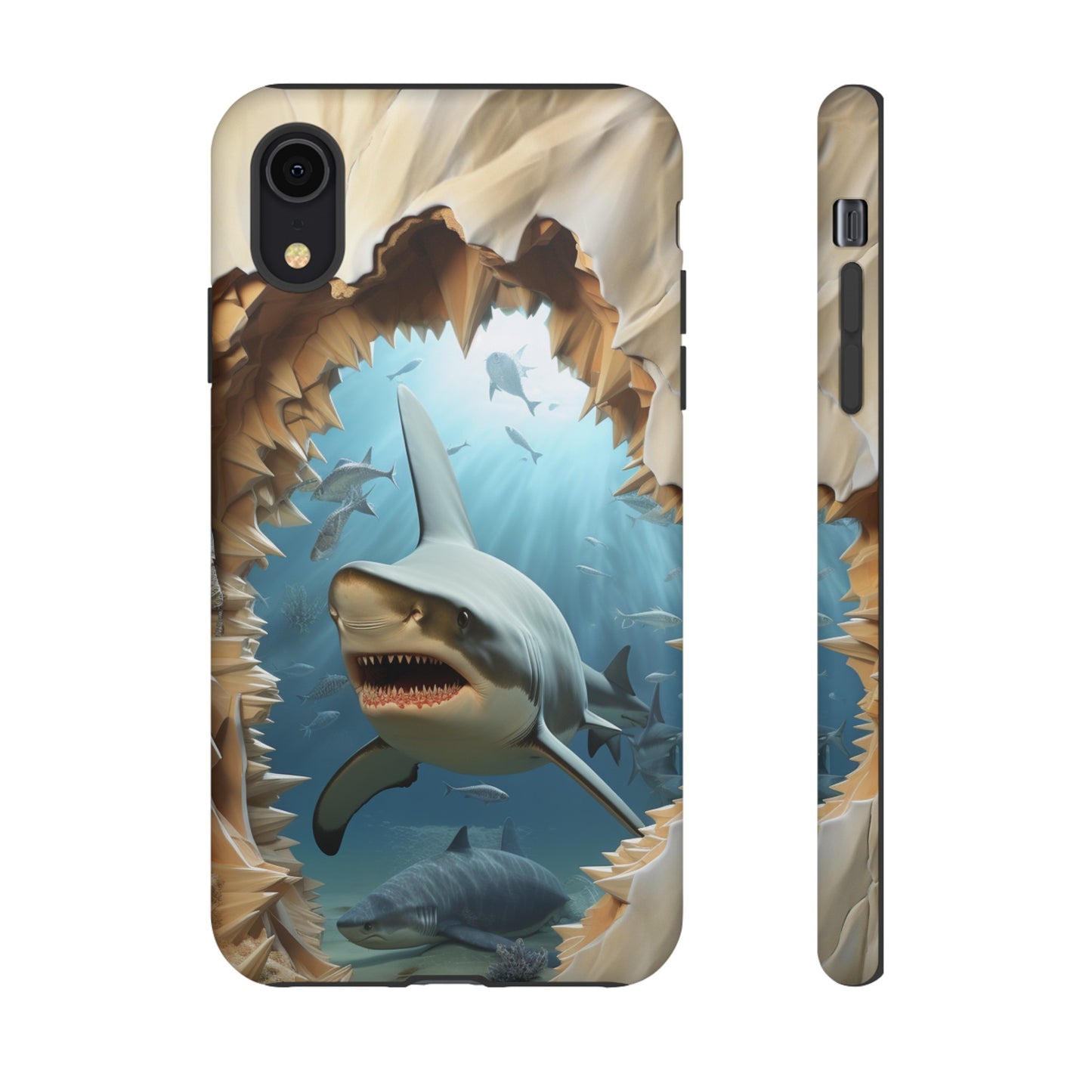 Shark Apple Tough Phone Cases for iPhone-Samsung-Google Pixel Cover