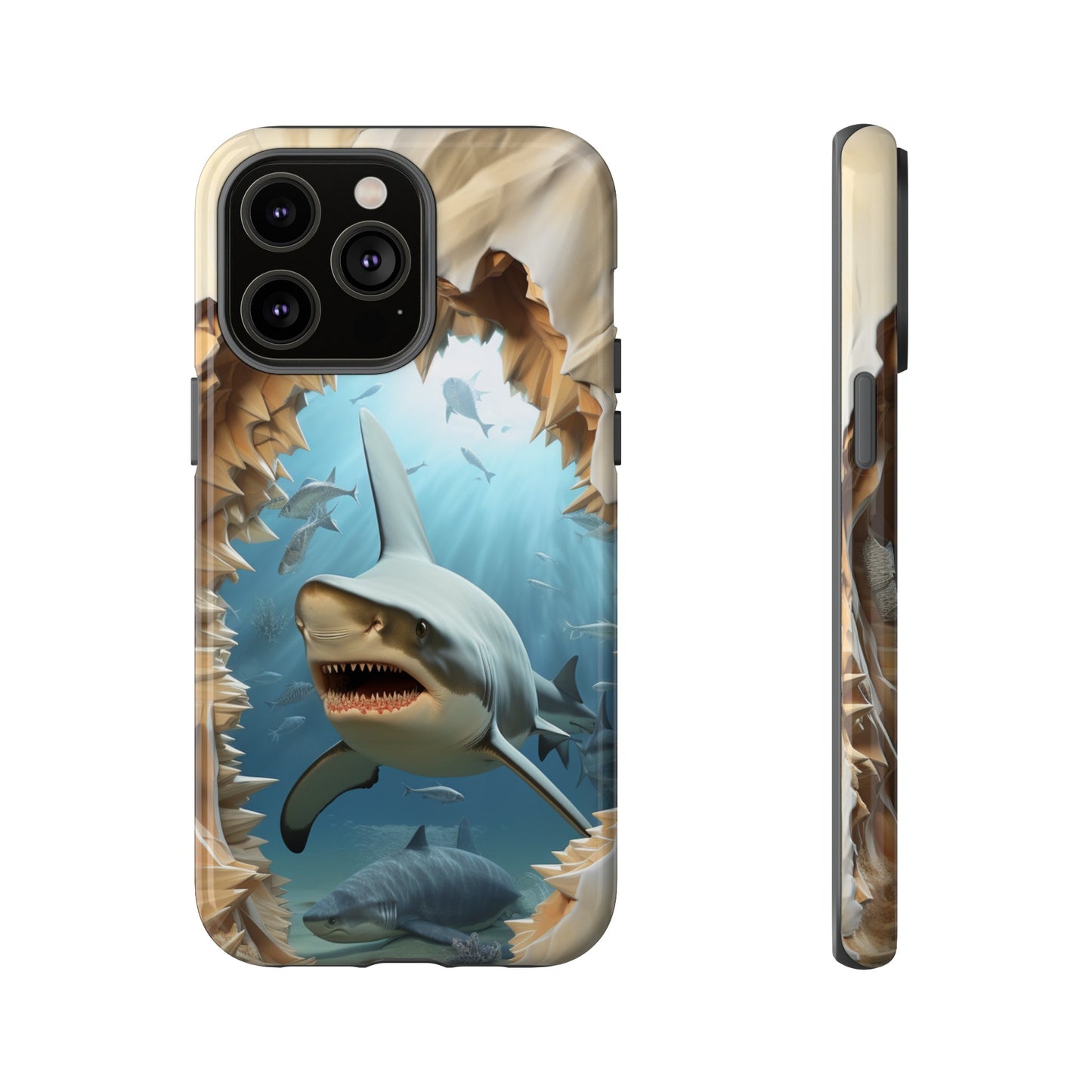 Shark Apple Tough Phone Cases for iPhone-Samsung-Google Pixel Cover