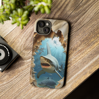 Shark Apple Tough Phone Cases for iPhone-Samsung-Google Pixel Cover