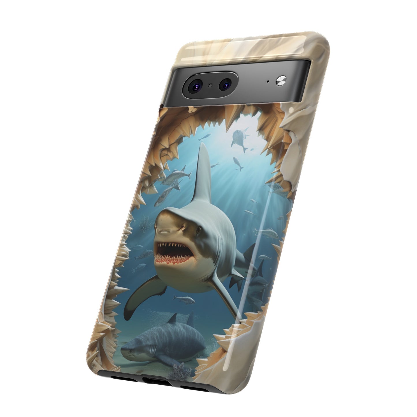 Shark Apple Tough Phone Cases for iPhone-Samsung-Google Pixel Cover