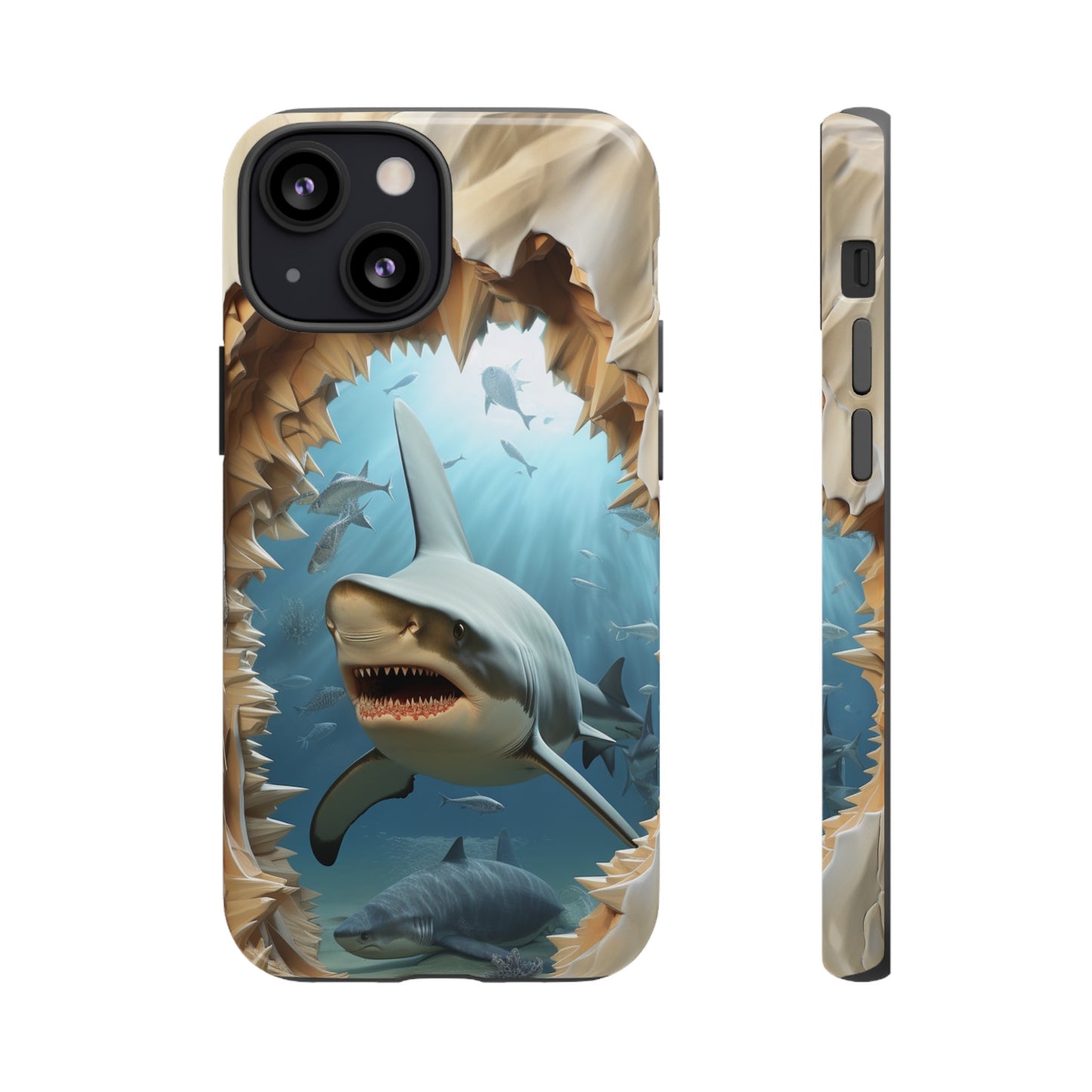 Shark Apple Tough Phone Cases for iPhone-Samsung-Google Pixel Cover