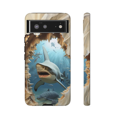 Shark Apple Tough Phone Cases for iPhone-Samsung-Google Pixel Cover