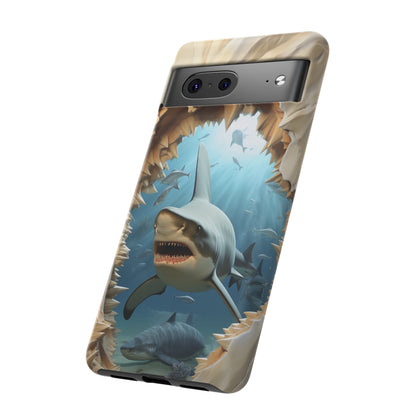 Shark Apple Tough Phone Cases for iPhone-Samsung-Google Pixel Cover