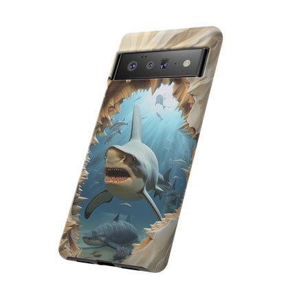 Shark Apple Tough Phone Cases for iPhone-Samsung-Google Pixel Cover