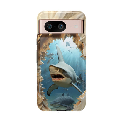 Shark Apple Tough Phone Cases for iPhone-Samsung-Google Pixel Cover