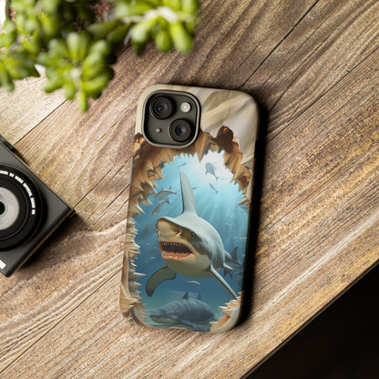 Shark Apple Tough Phone Cases for iPhone-Samsung-Google Pixel Cover