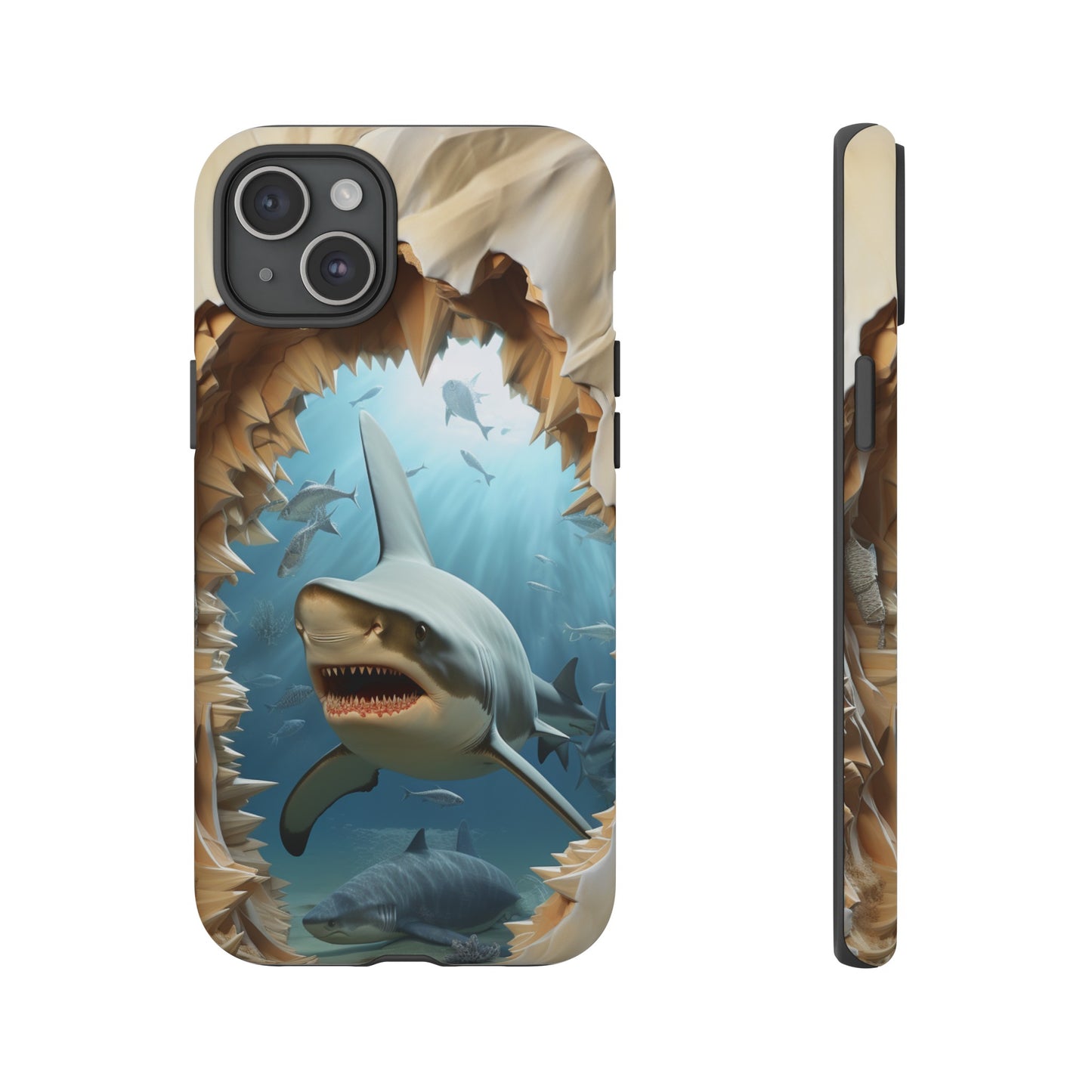 Shark Apple Tough Phone Cases for iPhone-Samsung-Google Pixel Cover