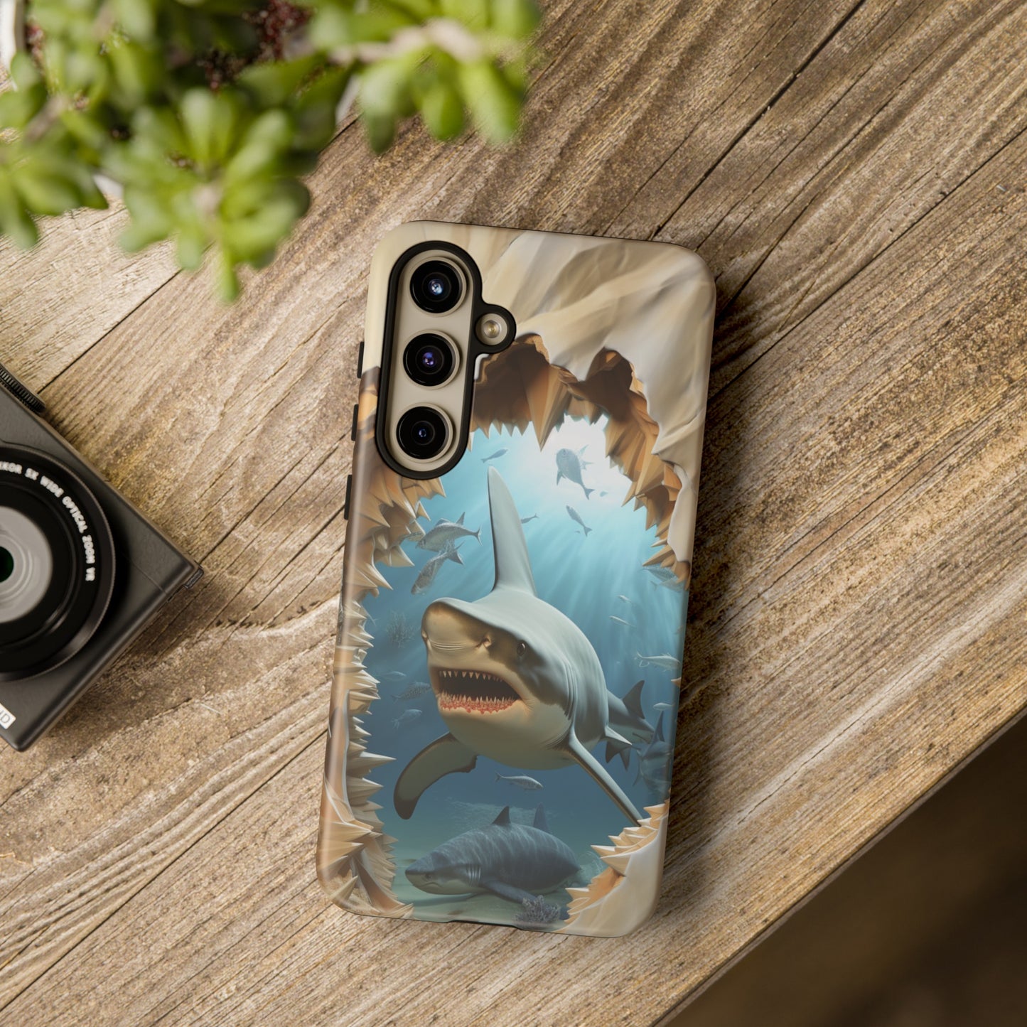 Shark Apple Tough Phone Cases for iPhone-Samsung-Google Pixel Cover