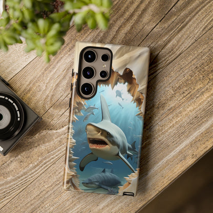 Shark Apple Tough Phone Cases for iPhone-Samsung-Google Pixel Cover