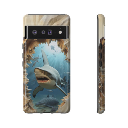 Shark Apple Tough Phone Cases for iPhone-Samsung-Google Pixel Cover