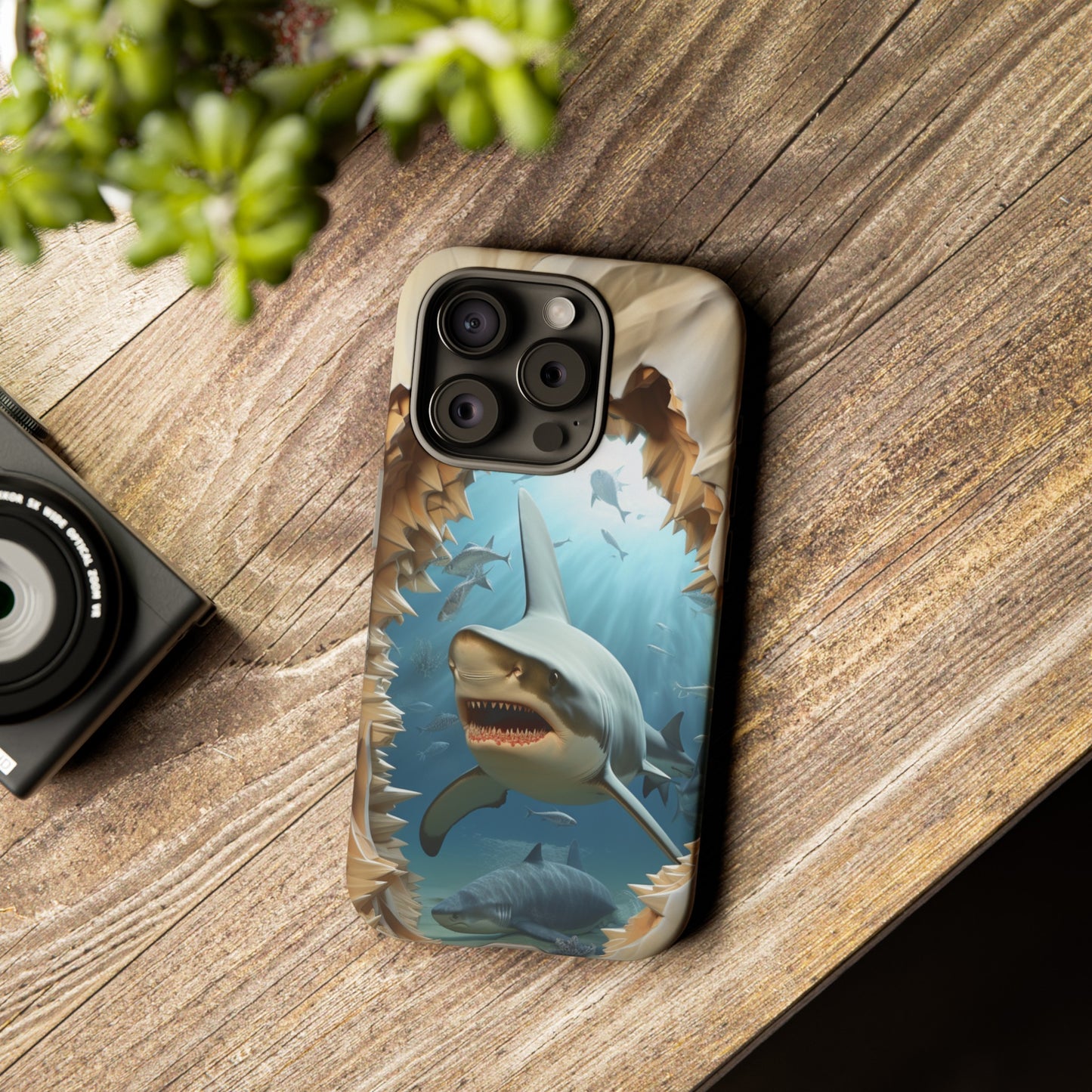 Shark Apple Tough Phone Cases for iPhone-Samsung-Google Pixel Cover