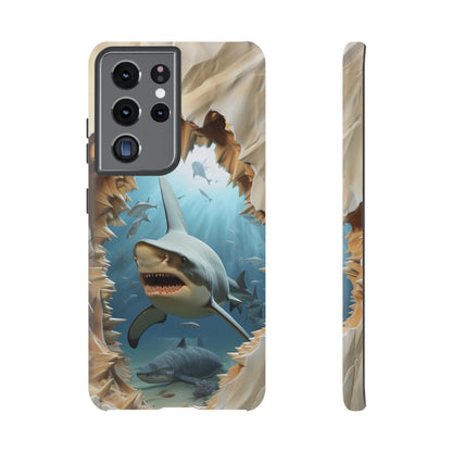 Shark Apple Tough Phone Cases for iPhone-Samsung-Google Pixel Cover