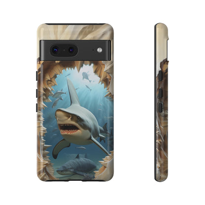 Shark Apple Tough Phone Cases for iPhone-Samsung-Google Pixel Cover