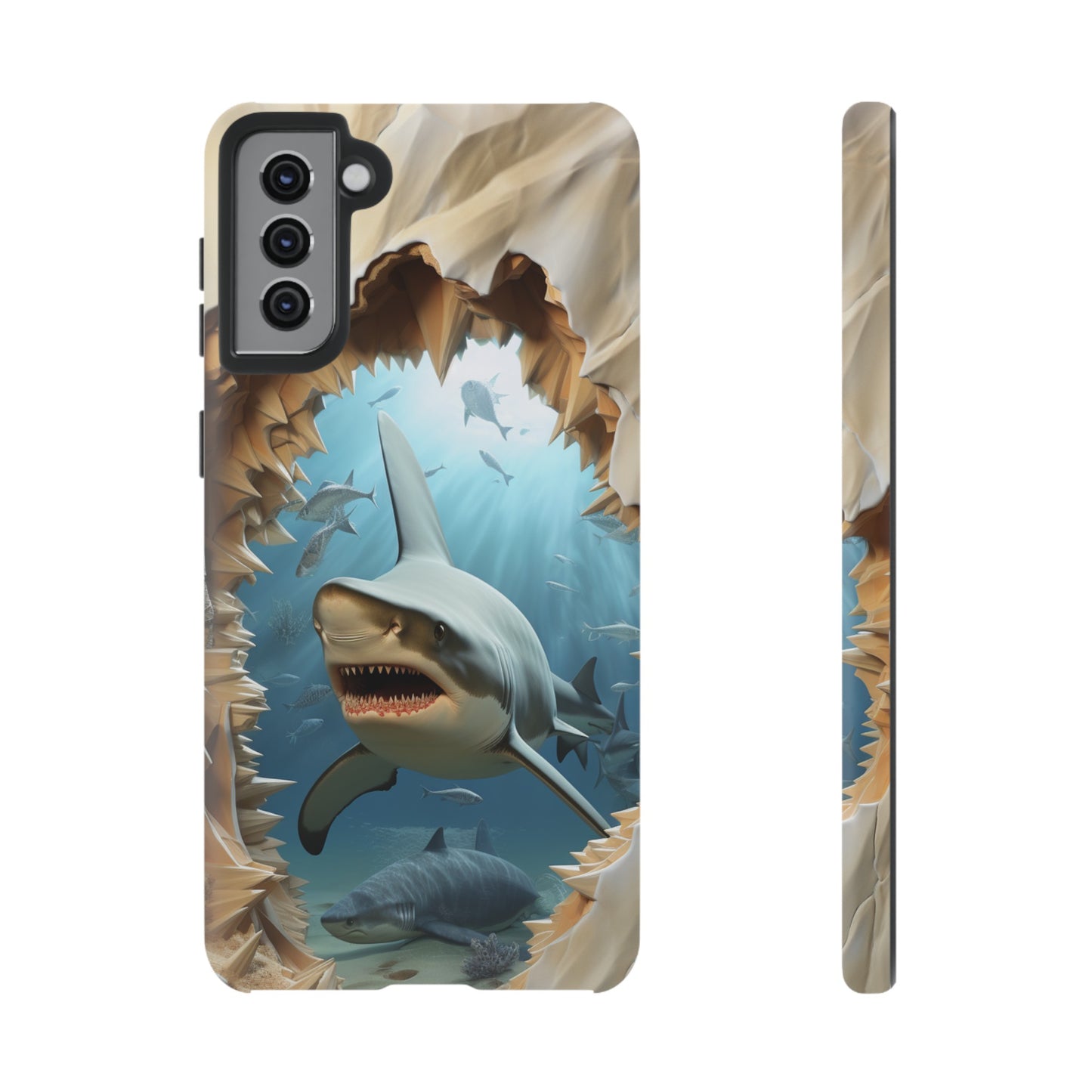 Shark Apple Tough Phone Cases for iPhone-Samsung-Google Pixel Cover