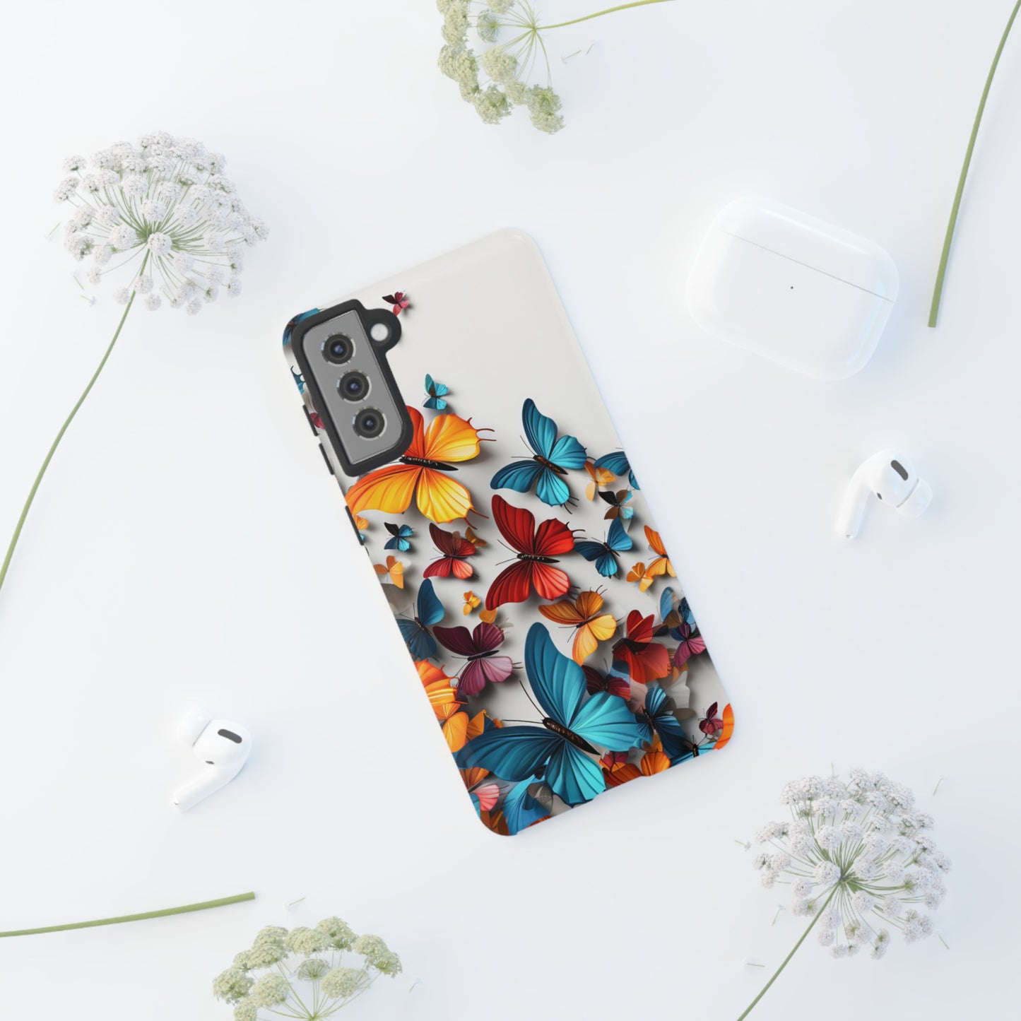 Butterfly Apple Tough Phone Cases for iPhone-Samsung-Google Pixel Phone Cover