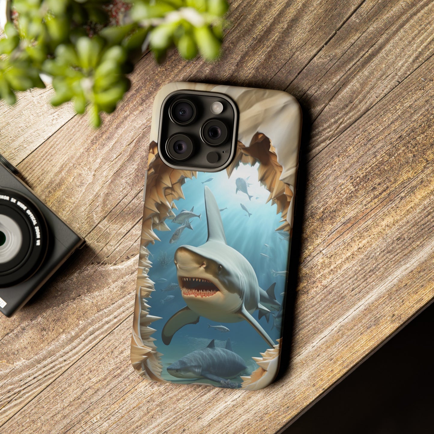 Shark Apple Tough Phone Cases for iPhone-Samsung-Google Pixel Cover