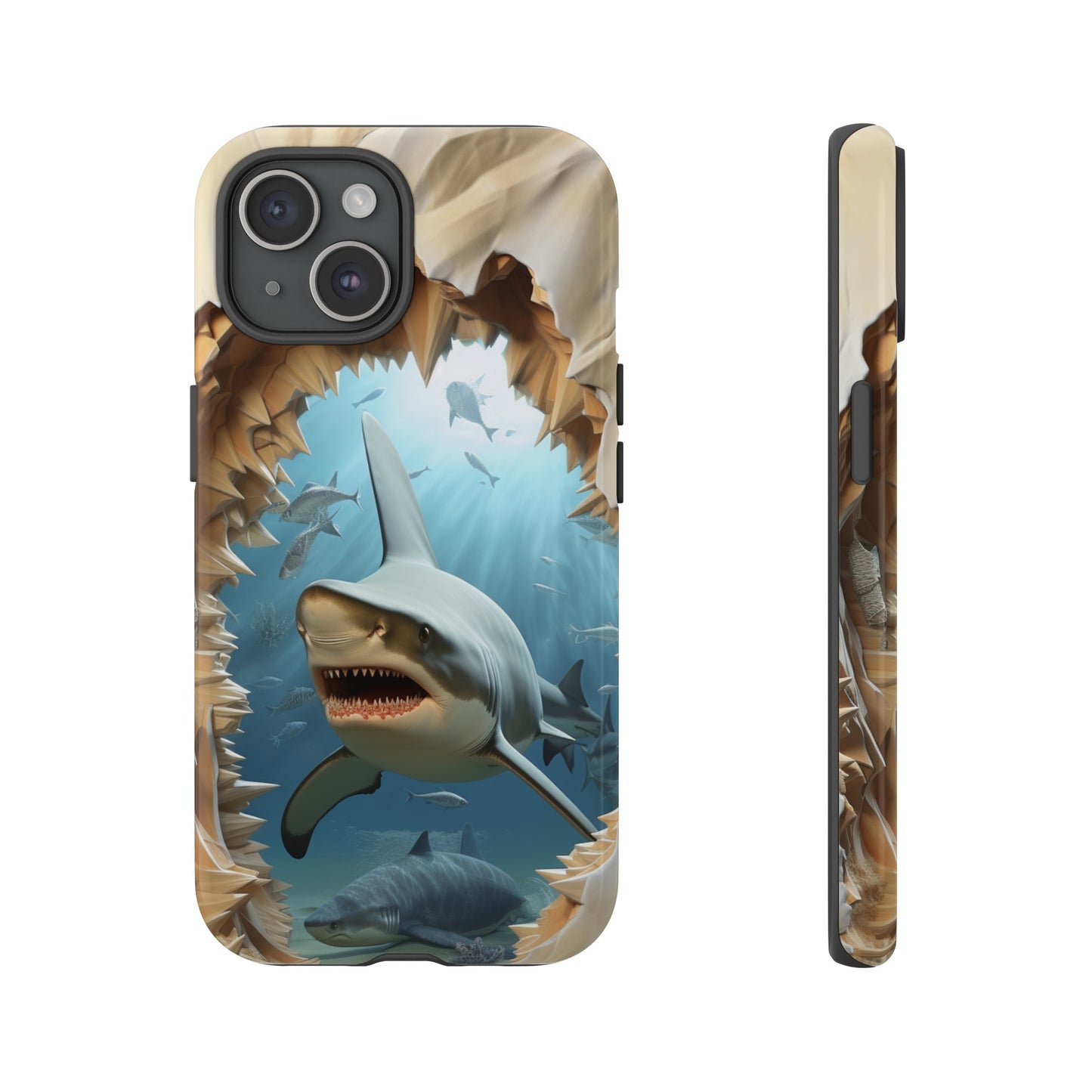 Shark Apple Tough Phone Cases for iPhone-Samsung-Google Pixel Cover